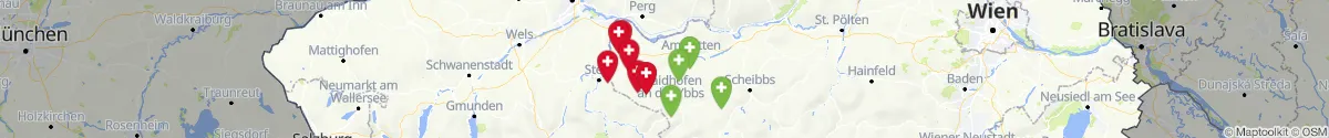 Kartenansicht für Apotheken-Notdienste in der Nähe von Ennsdorf (Amstetten, Niederösterreich)